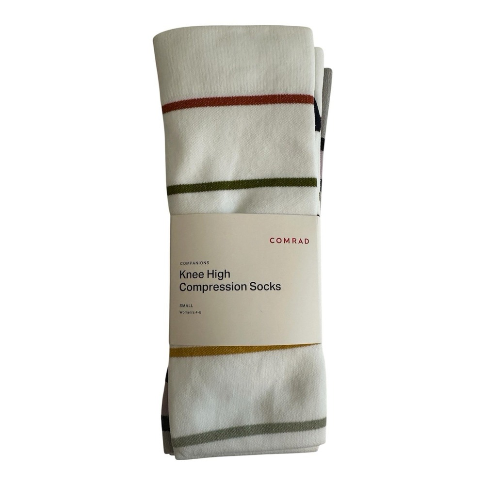 Comrad Companions Knee High Compression Socks 2 Pack Women's S 4-6 Multi Stripe